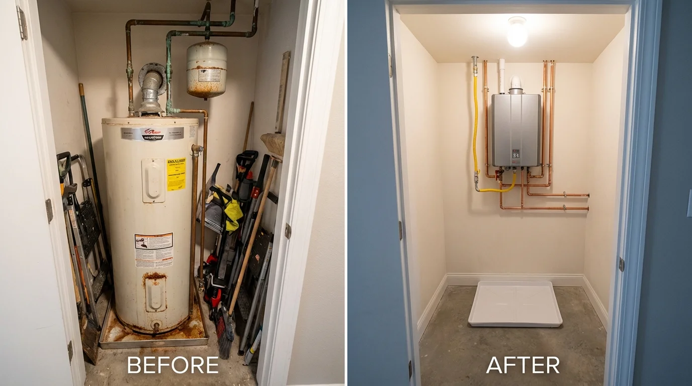Tank water heater versus wall-mounted tankless unit comparison for Santa Paula, CA homeowners
